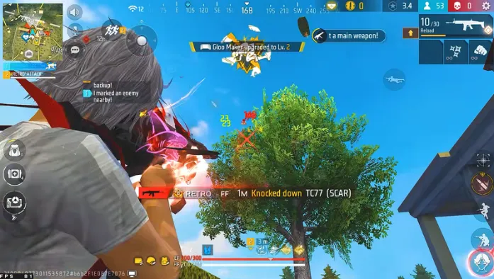Truxenon FF gameplay screenshot of Free Fire shooting settings.